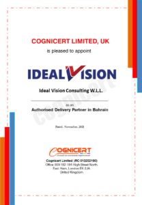 Cognicert delivery certificate for partnership with Ideal Vision Consulting W.L.L.