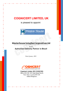 Cognicert delivery certificate for Brazil partnership with Masterhouse