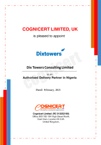 Cognicert Delivery Certificate 12 showcasing partnership with Dix Towers Consulting Limited