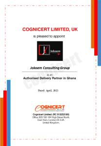 Cognicert delivery certificate for Ghana partnership with Jokoem Consulting Group
