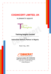 Cognicert Delivery Certificate for Training Heights Limited, Nigeria