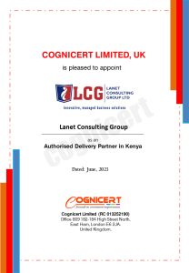 Cognicert Delivery Certificate for Lanet Consulting Group in Kenya