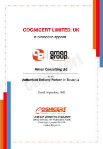 Cognicert delivery certificate image for Amen Consulting Ltd partnership