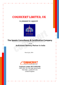 Cognicert delivery certificate for Speakco partnership agreement