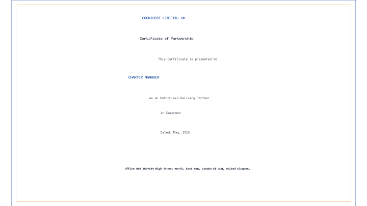 Cognicert Partnership Certificate – Charter Manager